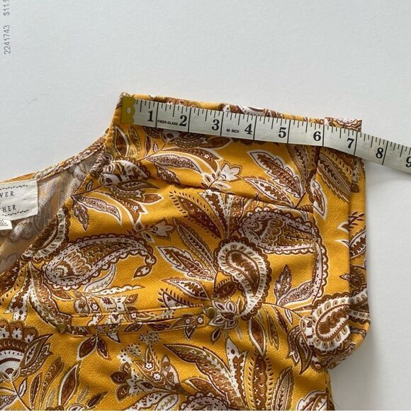 NWT FLOWER & FEATHER Women Summer Vacay Boho Yellow Floral Blouse Size M - Picture 3 of 6